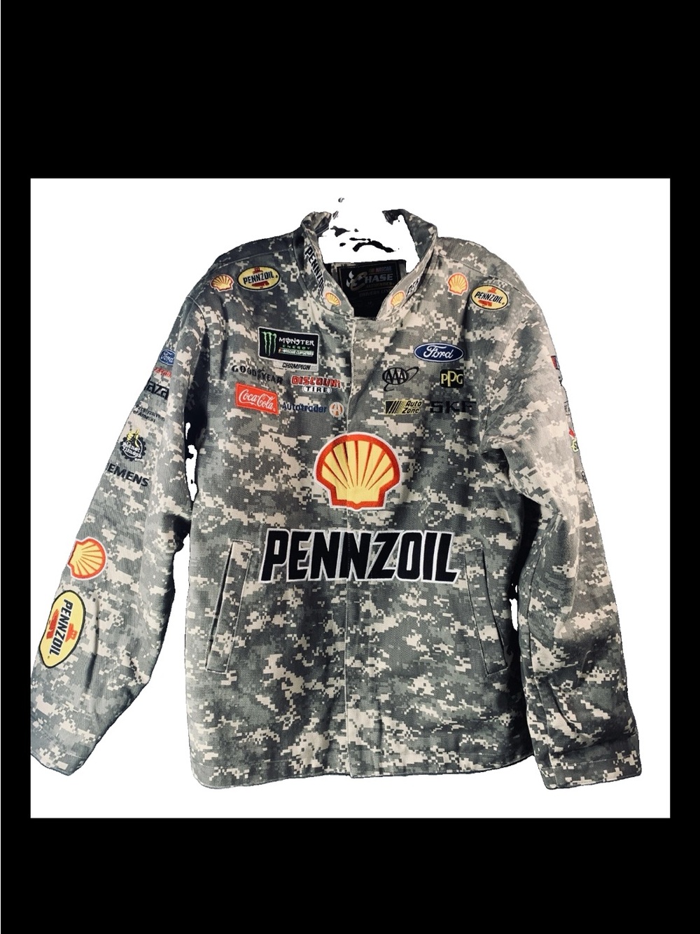 Nascar Chase Authentics Drivers Line Pennzoil Camouflage jacket Men Size Medium